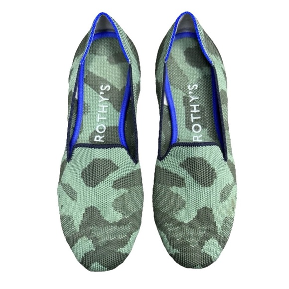 Rothys The Loafer Olive Camo Print Fabric Ballerina Flats Round Toe Slip On 6.5W - Picture 3 of 13